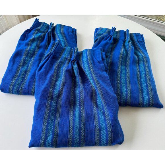 Vintage 70s curtain, blue and green stripes, pleated, price per panel - Picture 10 of 10
